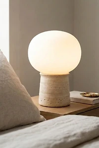 Brightech Neptune LED Travertine Stone Table Lamp