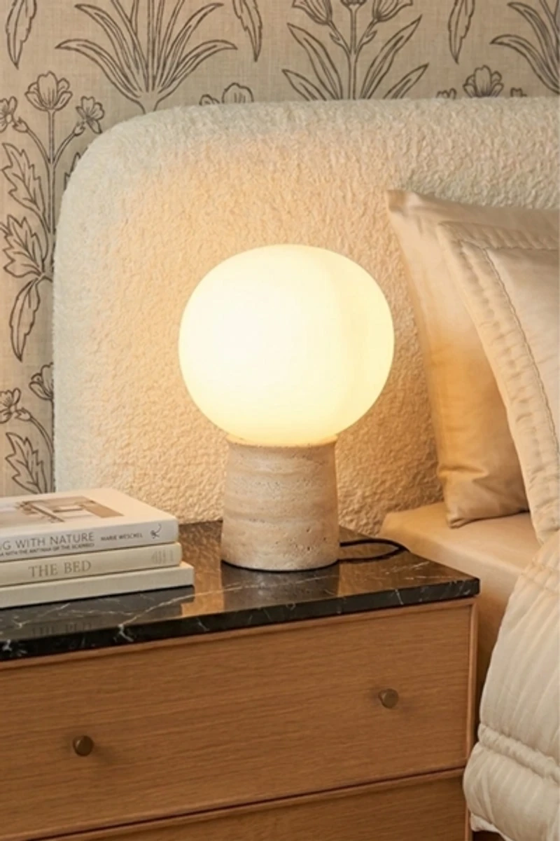 Brightech Neptune LED Travertine Stone Table Lamp