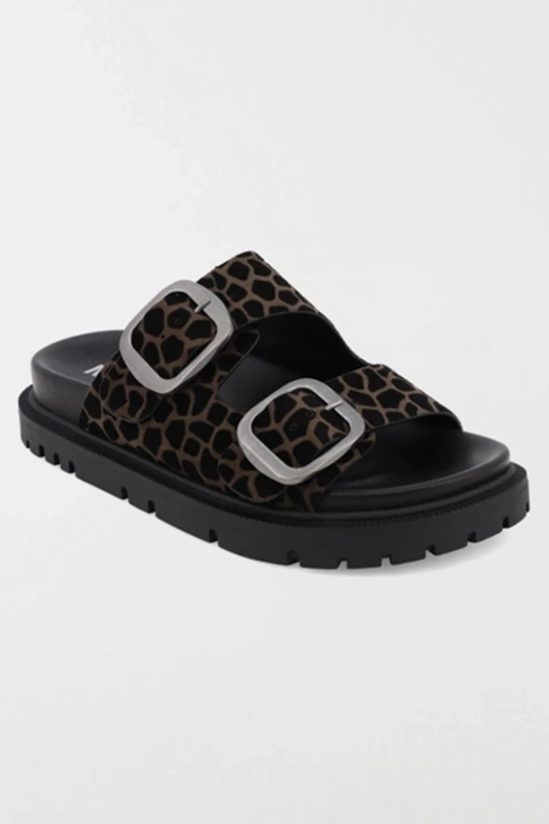 MIA Shoes Gen Suede Double Buckle Slide Sandal