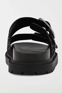 MIA Shoes Gen Suede Double Buckle Slide Sandal