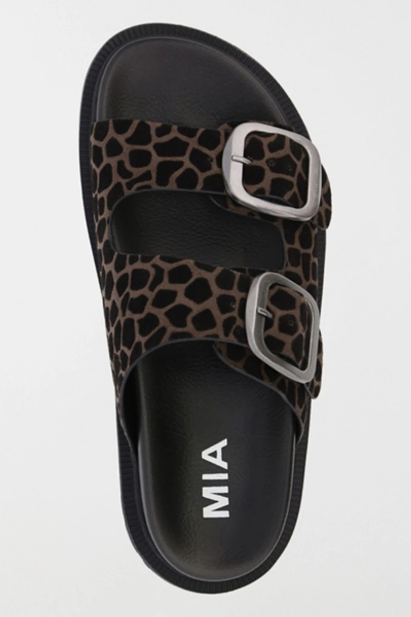 MIA Shoes Gen Suede Double Buckle Slide Sandal