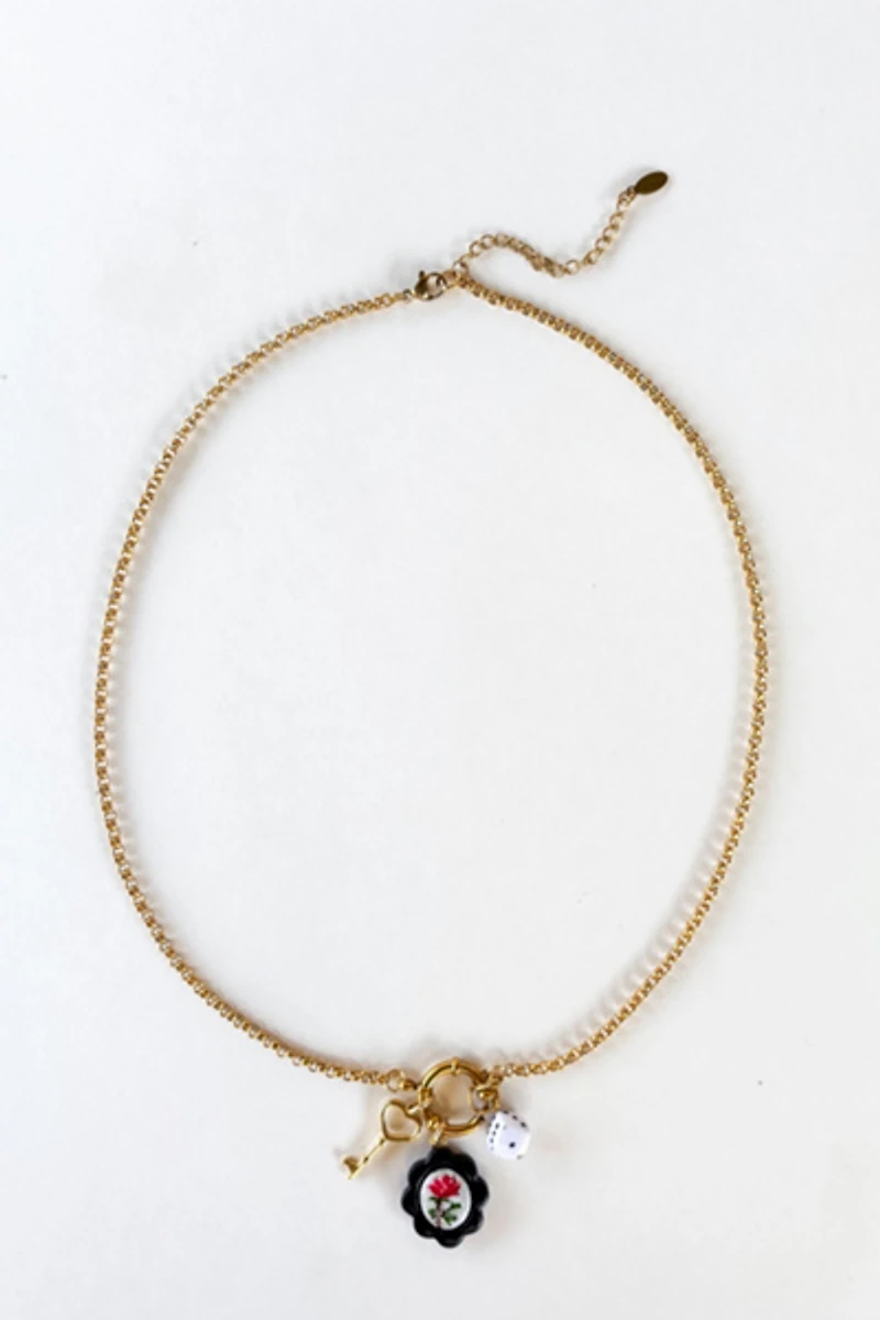 Sigfus Designs Rose Pendant Charm Necklace
