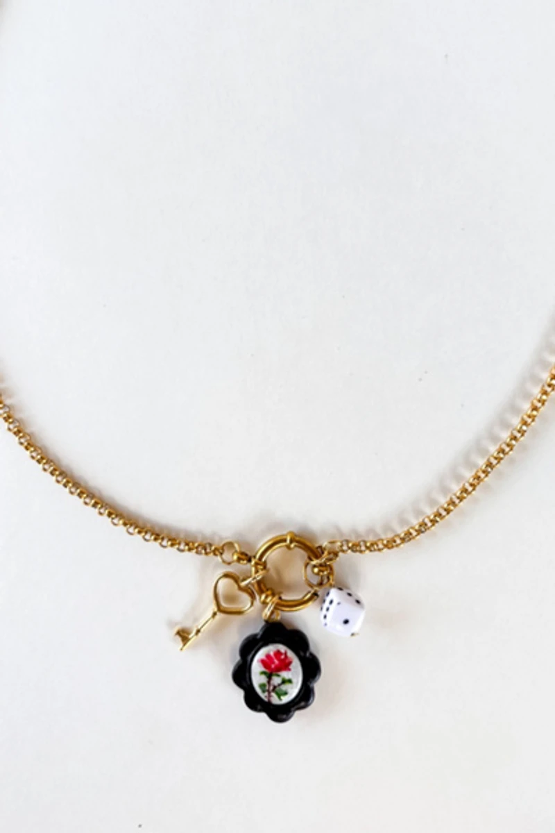 Sigfus Designs Rose Pendant Charm Necklace