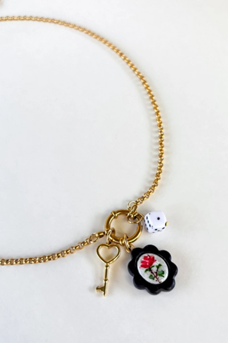 Sigfus Designs Rose Pendant Charm Necklace