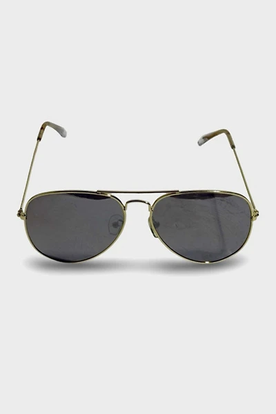 Vintage 1990's Gold Polarized Smoke Mirror Lens Aviator Sunglasses