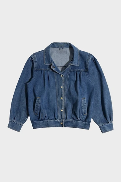 Vintage 1970's Denim Cropped Puff Sleeve Trucker Jacket