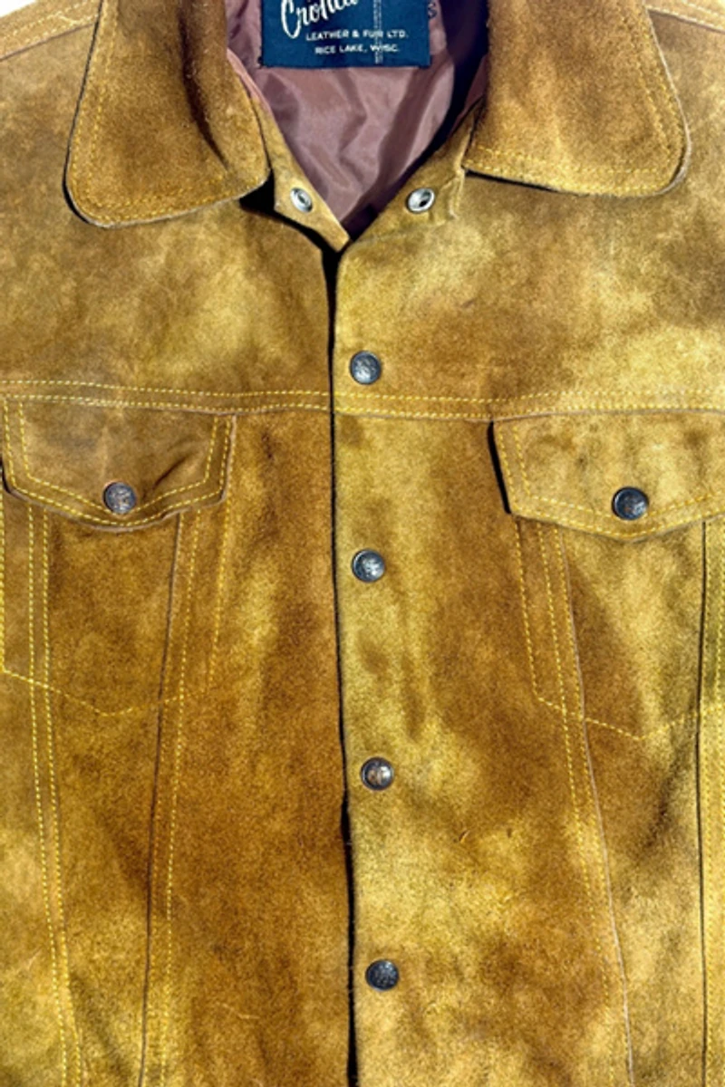 Vintage 1950's Croffeau Suede Western Trucker Jacket