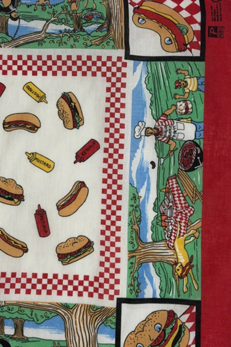 Vintage 1970's Paris Picnic Print Bandana
