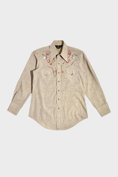 Vintage 1960's Sears Chainstitched Floral Western Pearl Snap Shirt