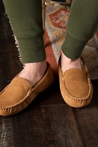Minnetonka Suede Sheepskin Lined Softsole Venetian Slippers