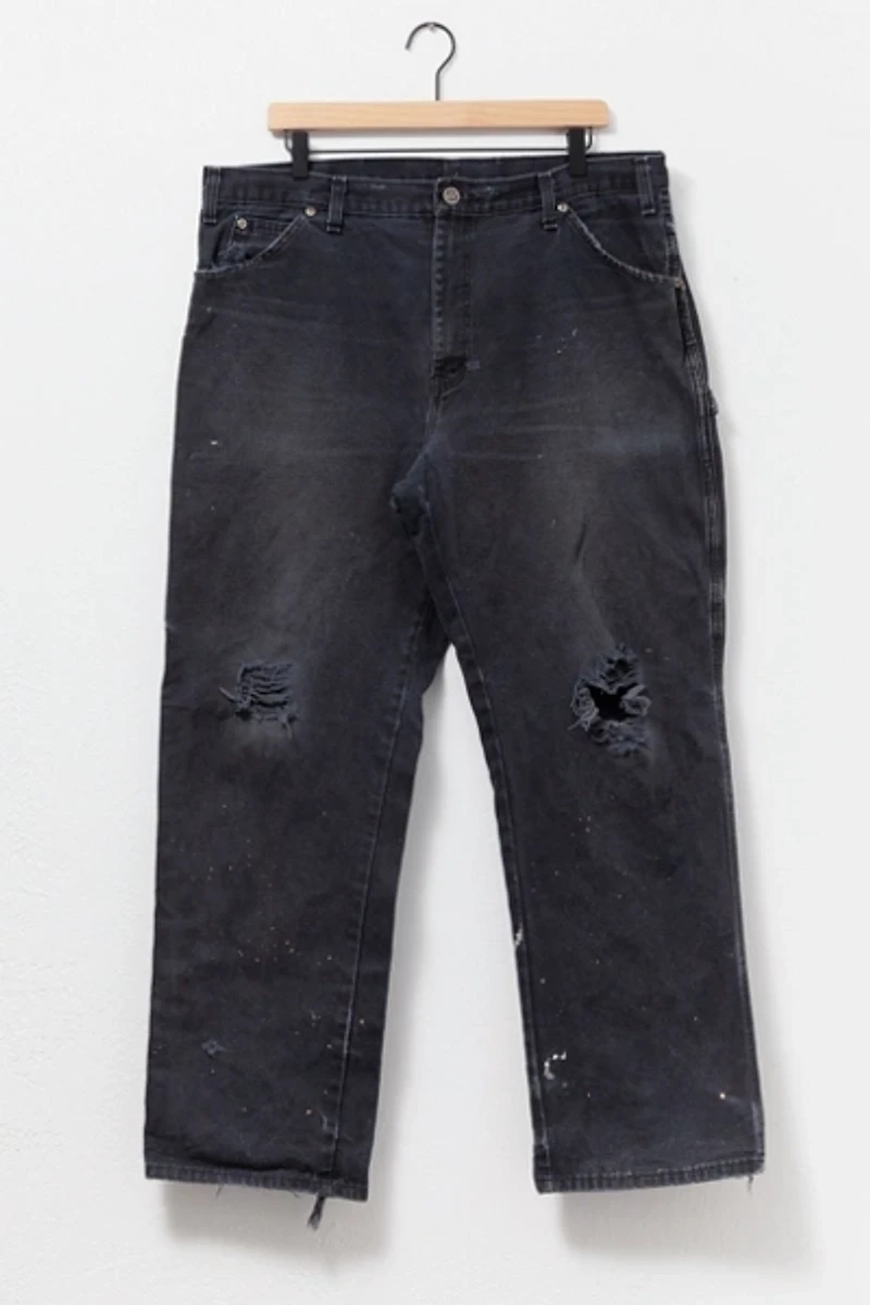 Vintage Y2K Dickies Heavily Distress Black Canvas Carpenter Pants