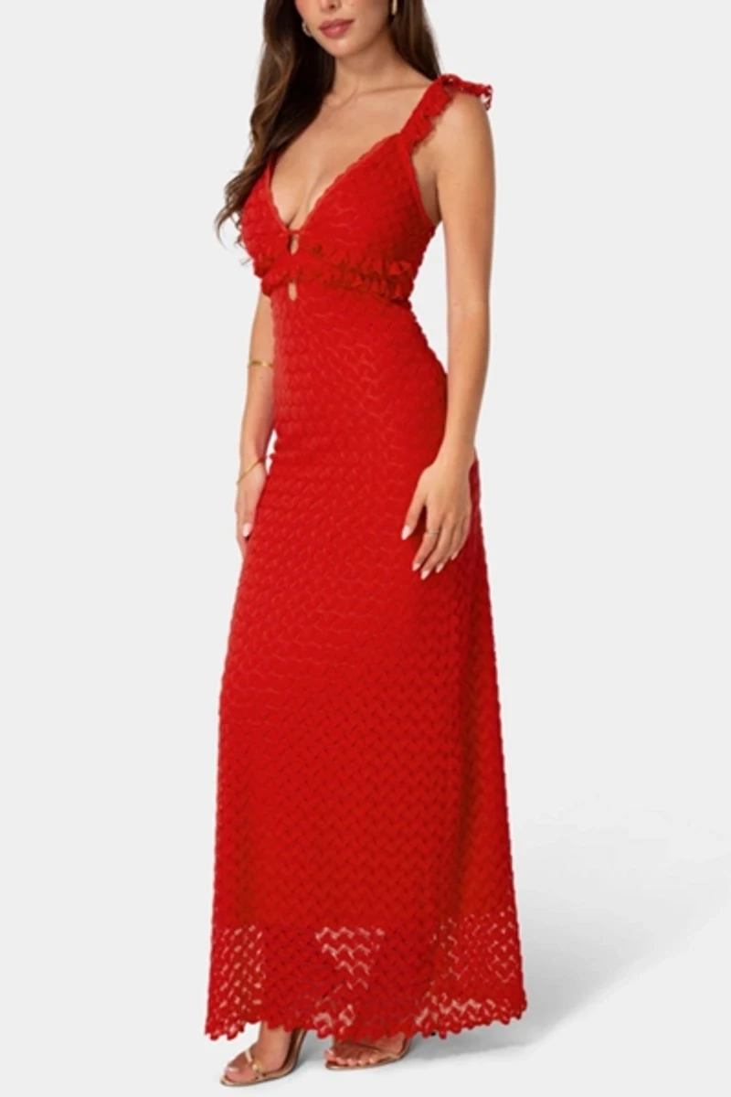 Bebe Lace Keyhole Maxi Dress