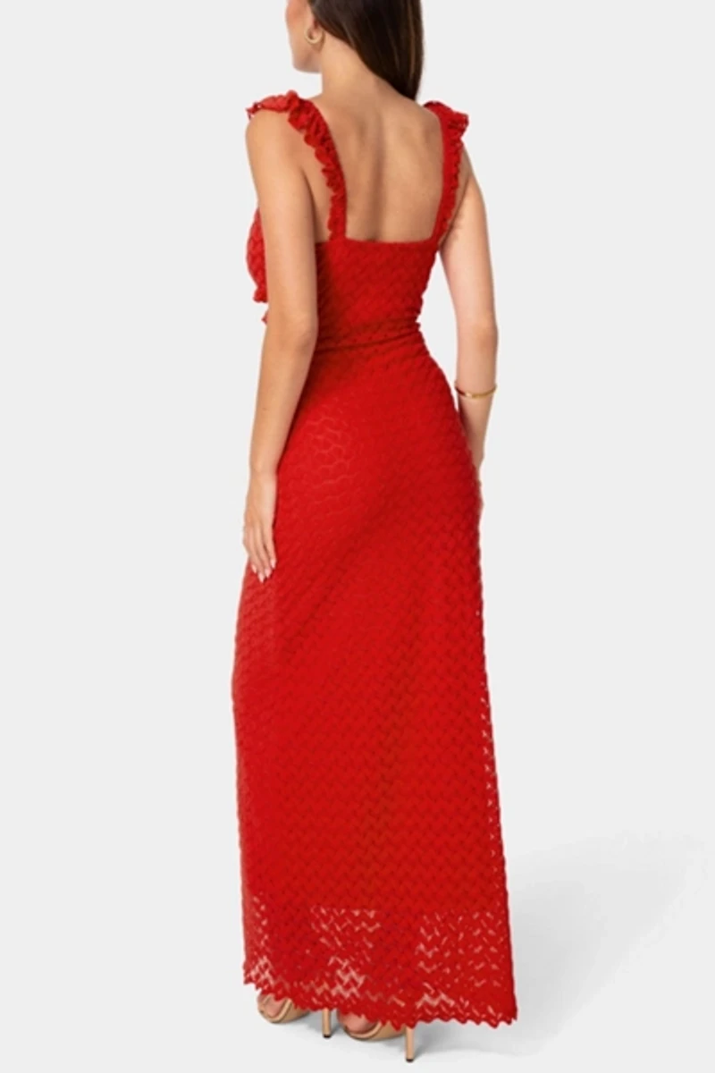 Bebe Lace Keyhole Maxi Dress