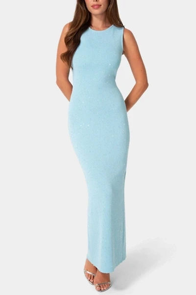 Bebe Boatneck Lurex Crochet Maxi Dress