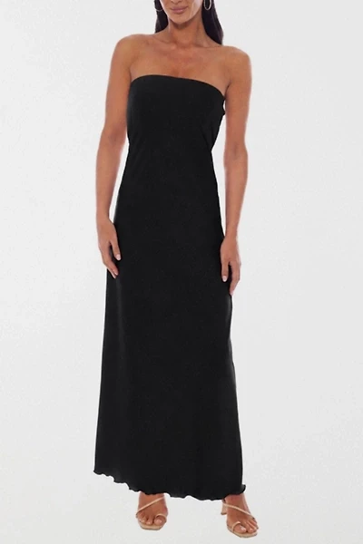 Bebe Crushed Satin Strapless Maxi Dress