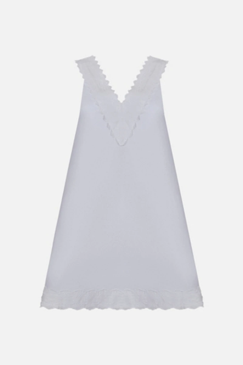 WeWoreWhat V-Neck Lace Poplin Mini Dress