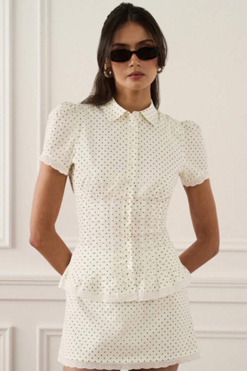 WeWoreWhat Cinched Button Up Top