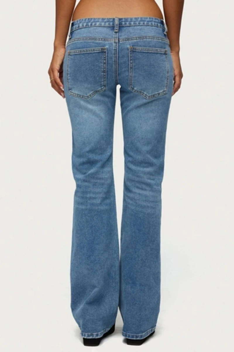 Edikted Anola Studded Low Rise Bootcut Jeans