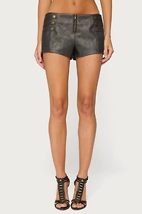 Edikted Harle Napoleon Faux Leather Micro Shorts