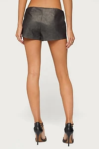 Edikted Harle Napoleon Faux Leather Micro Shorts