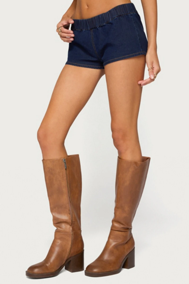 Edikted Aggie Denim Micro Shorts