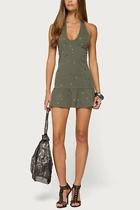 Edikted Andra Studded Halter Mini Dress
