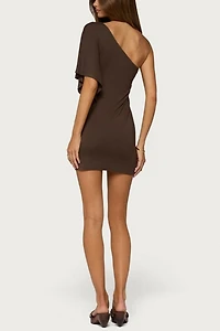 Edikted Cammi One Shoulder Flutter Mini Dress