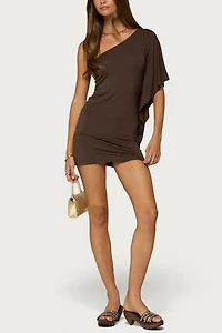 Edikted Cammi One Shoulder Flutter Mini Dress