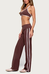 Edikted Anica Stripey Mid Rise Foldover Pants