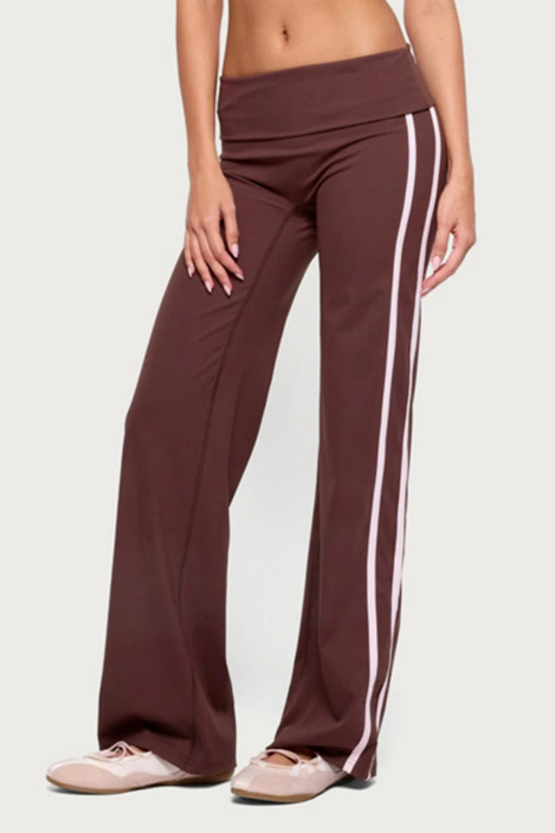 Edikted Anica Stripey Mid Rise Foldover Pants