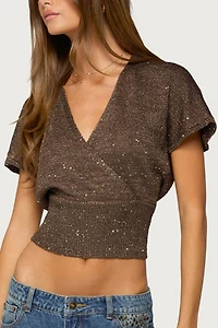Edikted Shirah Backless Sequin Knit Top