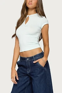 Edikted Posea Twist Keyhole Cutout T Shirt