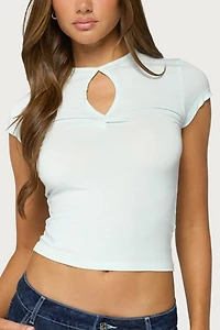Edikted Posea Twist Keyhole Cutout T Shirt