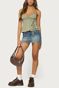 Edikted Kova Striped V Neck Babydoll Top