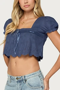 Edikted Joeli Cotton Eyelet Crop Top