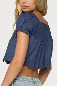 Edikted Joeli Cotton Eyelet Crop Top