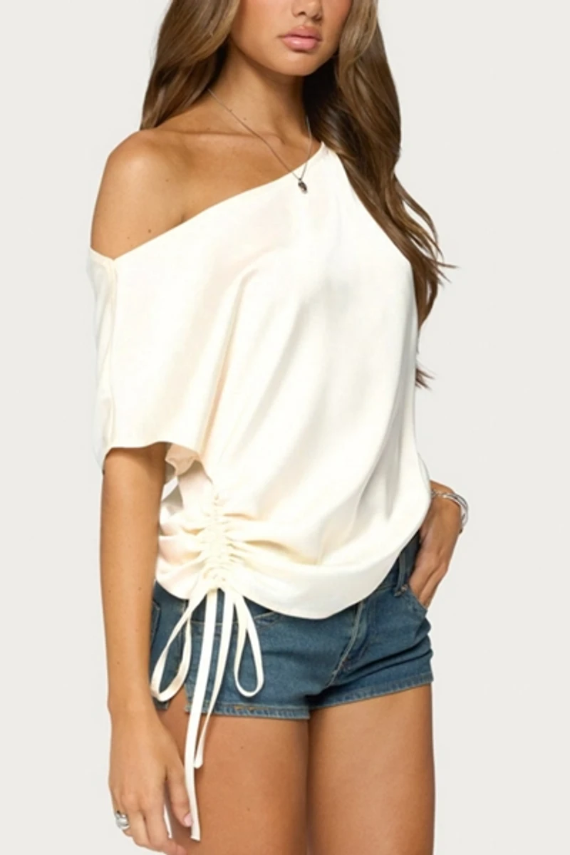 Edikted Jori Off Shoulder Satin Effect Top