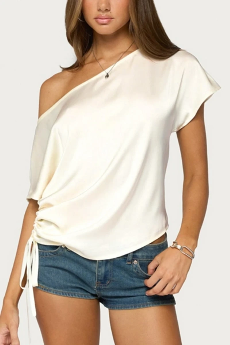 Edikted Jori Off Shoulder Satin Effect Top
