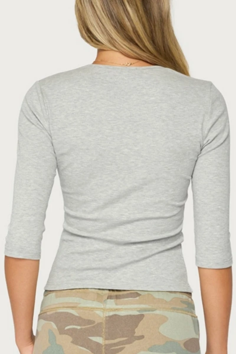 Edikted Quila Ribbed Three-Quarter Sleeve Top
