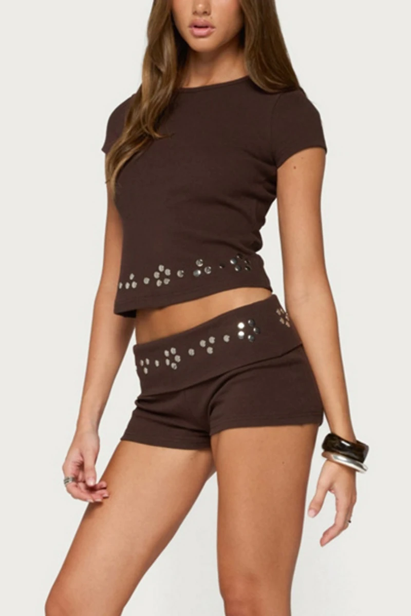 Edikted Fontey Studded Ribbed Top