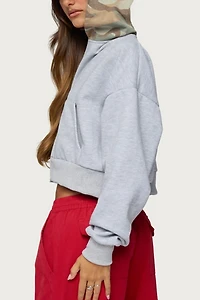 Edikted Graci Contrast Camo Zip Up Hoodie