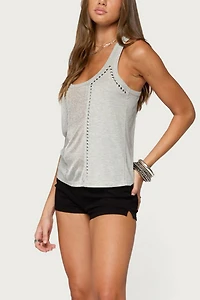 Edikted Jali Silver Knit Studded Tank Top