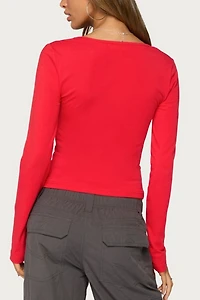 Edikted Feva V Neck Long Sleeve Top