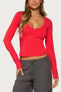 Edikted Feva V Neck Long Sleeve Top