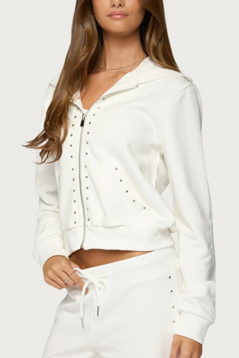 Edikted Enid Studded Zip Up Hoodie