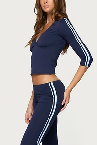 Edikted Danie Stripey Three-Quarter Sleeve Top