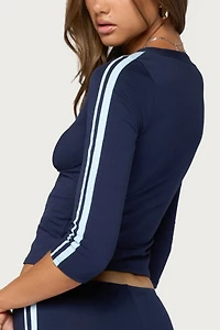 Edikted Danie Stripey Three-Quarter Sleeve Top