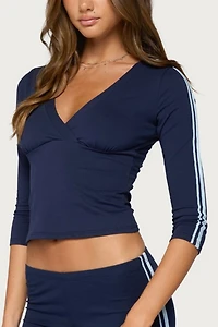 Edikted Danie Stripey Three-Quarter Sleeve Top