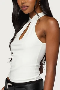 Edikted Darby High Neck Keyhole Top