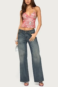 Edikted Cheri Bead & Sequin Backless Top